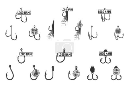 Illustration for Fishing Hook Vector Bundle, Fishhook silhouette Bundle, Fishing Hook Set, Premium Quality Fishing Hook Vector, Fishing Hook Graphics, Stylish Fishing Hook, illustration, Classic Fishing Hooks - Royalty Free Image