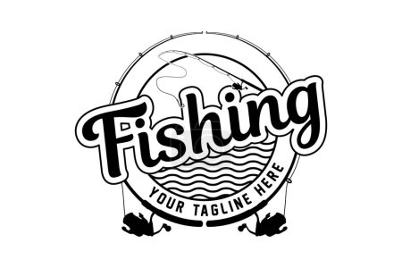 Foto de Diseños de logotipo de pesca para su marca, Plantillas de logotipo de pesca profesional para su negocio, Tipografía de pesca con estilo, Diseño creativo de la pesca, Camiseta del entusiasta de la pesca, Tipografía de pesca única - Imagen libre de derechos
