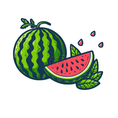 Wassermelone Clipart Vector, Bunte Wassermelone Vector Art, Saftige Wassermelone Slice Vector Clipart, Frische Wassermelone Clipart Vector, Handgezeichneter Wassermelone Clipart Vector, Sommergrafik, Sommervektor