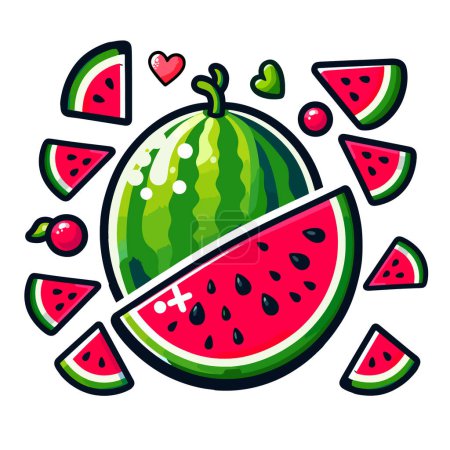 Watermelon Clipart Vector, Colorful Watermelon Vector Art, Juicy Watermelon Slice Vector Clipart, Fresh Watermelon Clipart Vector, Hand-Drawn Watermelon Clipart Vector, Summer Graphics, Summer Vector