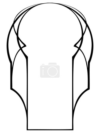 Téléchargez les illustrations : Cadre Art Nouveau silhouette BW. Subtile et élégante. Format vertical. Illustration vectorielle - en licence libre de droit