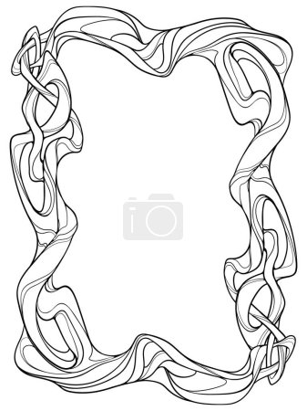 Ilustración de Marco Art Nouveau de brunches de árboles ondulados entrelazados. Motivos celtas. Formato vertical. Dibujo de línea negra aislado sobre fondo blanco. EPS 10 Ilustración vectorial - Imagen libre de derechos