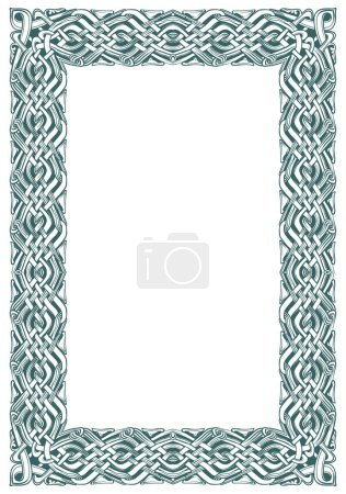 Illustration for Georgian traditional decorative frame. Rectangular shape A4 format. Sketch style drawing isolated on white background. EPS 10 vector illustration. - Royalty Free Image