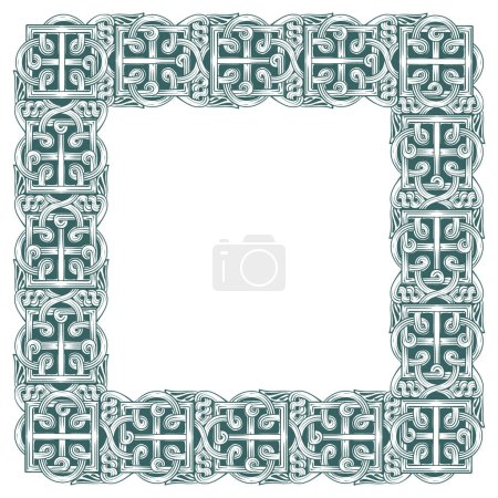 Illustration for Georgian traditional decorative frame. Square shape. Sketch style drawing isolated on white background. EPS 10 vector illustration. - Royalty Free Image