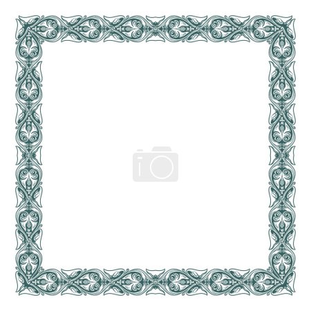 Illustration for Georgian traditional decorative frame with floral motif. Square shape. Sketch style drawing isolated on white background. EPS 10 vector illustration. - Royalty Free Image