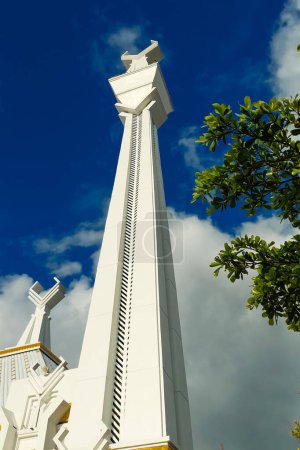 View of the minaret of the Sheikh Yusuf Mosque in Gowa, South Sulawesi, Indonesia
