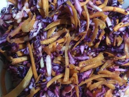 Photo for Close up view of the vegetable salad with cabbage and carrots - Royalty Free Image