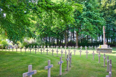 Photo for Picturesque military cemetery in the Belgian Ardennes: landscape - Royalty Free Image