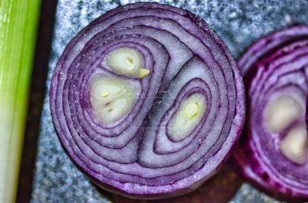 Photo for Sliced fresh red onion, close up view - Royalty Free Image
