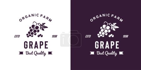 Ilustración de Ilustración del logotipo de la uva de la vendimia adecuada para frutería y granja de frutas - Imagen libre de derechos