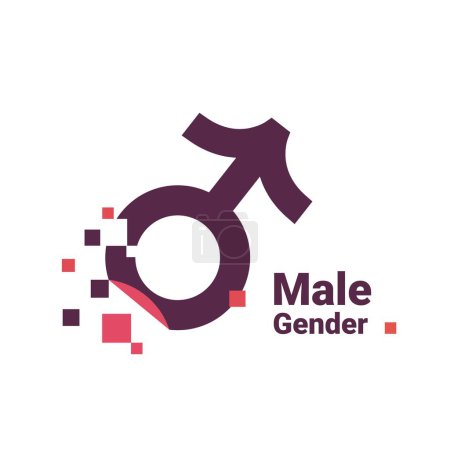 Ilustración de Signo para los hombres, icono de logotipo de imagen de género pixel aislado sobre fondo blanco - Imagen libre de derechos