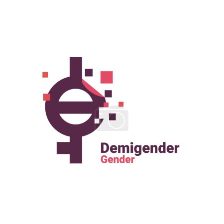 Téléchargez les illustrations : Signe pour demigender, pixel image de genre icône logo isolé sur fond blanc - en licence libre de droit