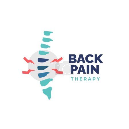 Illustration for Chiropractic vector logo design. Back pain illustration. Spine icon with Physio therapy suitable for clinic - Royalty Free Image