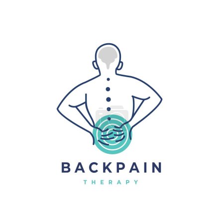 Illustration for Back pain vector logo illustration. Chiropractic icon design Spine icon for Physio therapy fit for clinic - Royalty Free Image