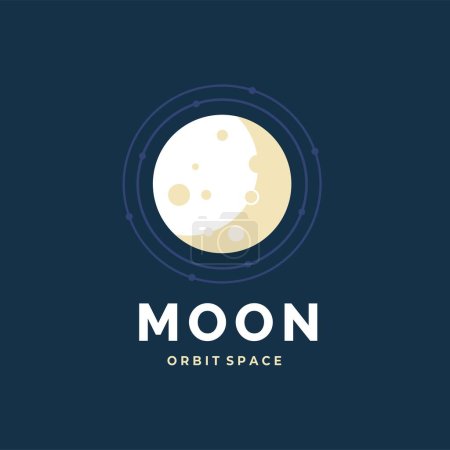 Téléchargez les illustrations : Moon Logo Design Vector avec orbite, objet spatial adapté à un magasin d'esthétique ou d'astronomie - en licence libre de droit