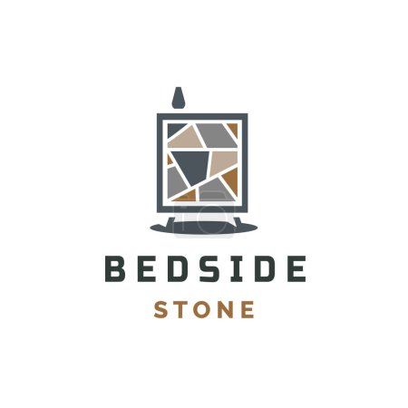 Illustration for Bedside with stone furniture minimalist logo vector icon illustration - Royalty Free Image