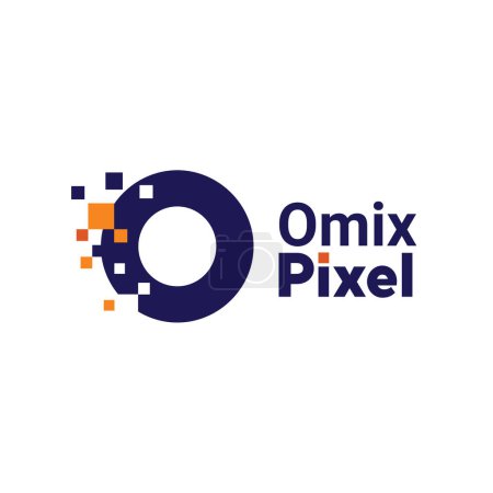 Minimalistische Point Letter O Logo. O Buchstabe Pixelmarke digital 8 Bit