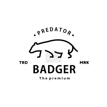 Illustration for Vintage retro hipster badger logo vector outline monoline art icon - Royalty Free Image