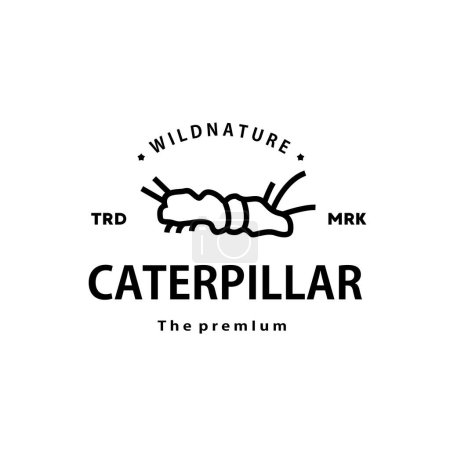Illustration for Vintage retro hipster caterpillar logo vector outline monoline art icon - Royalty Free Image