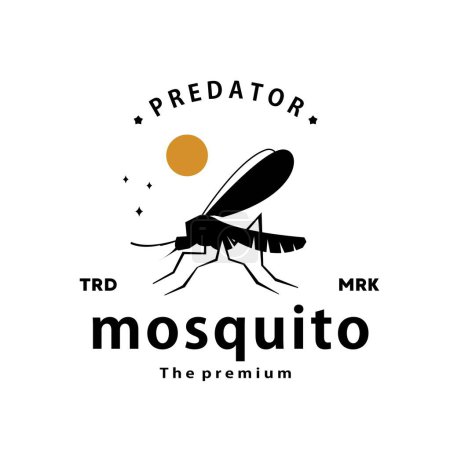 Illustration for Vintage retro hipster mosquito logo vector silhouette art icon - Royalty Free Image