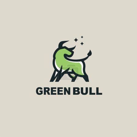 Illustration for Green bull, taurus minimalist simple logo Perfect for any brand and company - Royalty Free Image