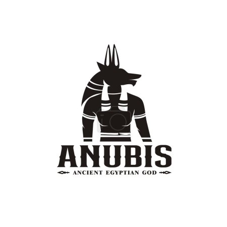 Illustration for Ancient Egyptian god anubis silhouette Middle east death king dog with crown - Royalty Free Image