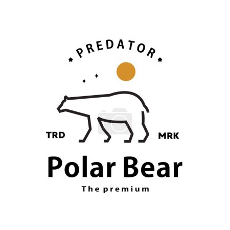 Illustration for Vintage retro hipster polar bear logo vector outline monoline art icon - Royalty Free Image