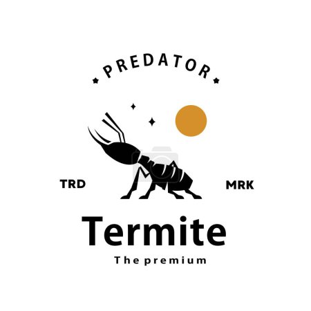 Illustration for Vintage retro hipster termite logo vector outline silhouette art icon - Royalty Free Image