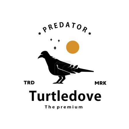 Illustration for Vintage retro hipster turtledove bird logo vector outline silhouette art - Royalty Free Image