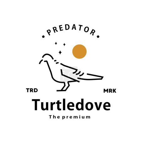 Téléchargez les illustrations : Vintage rétro hipster turtledove logo vecteur contour monoline art icône - en licence libre de droit