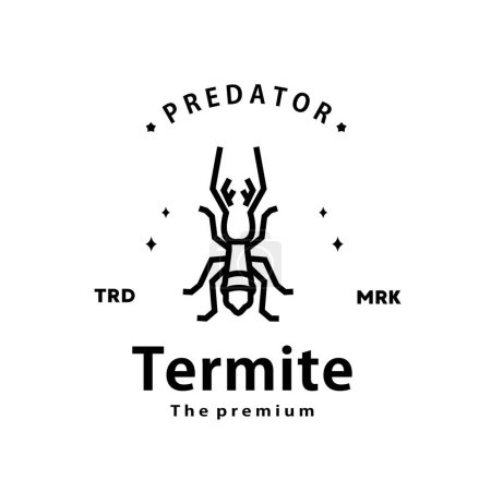 Illustration for Vintage retro hipster termite logo vector outline monoline art icon - Royalty Free Image