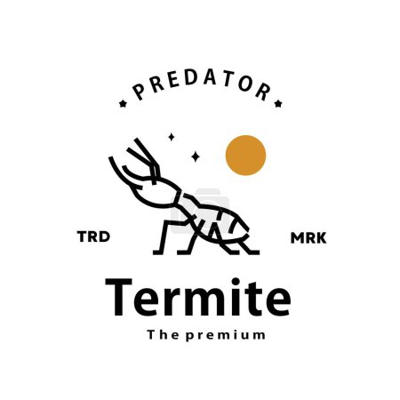 Illustration for Vintage retro hipster termite logo vector outline monoline art icon - Royalty Free Image