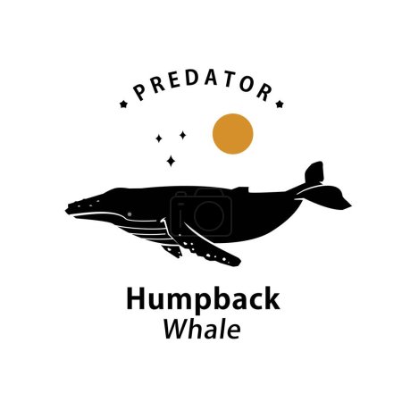 Illustration for Vintage retro hipster humpback whale logo vector outline silhouette art icon - Royalty Free Image