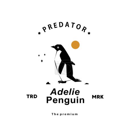 Ilustración de Vintage retro hipster adelie pingüino logotipo vector contorno silueta arte icono - Imagen libre de derechos