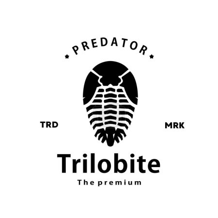Téléchargez les illustrations : Vintage rétro hipster trilobite logo vecteur contour silhouette art icône - en licence libre de droit