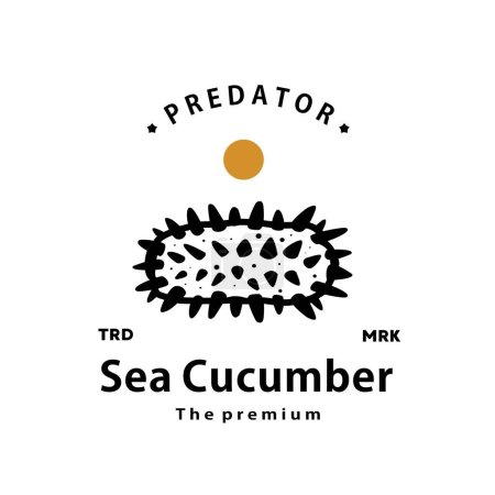 vintage retro hipster sea cucumber logo vector outline silhouette art icon