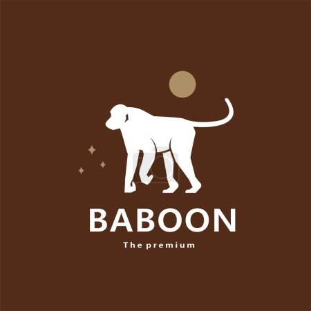 Ilustración de Animal babuino logotipo natural icono del vector silueta retro hipster - Imagen libre de derechos
