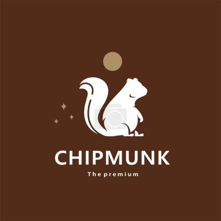 Téléchargez les illustrations : Animal chipmunk logo naturel vecteur icône silhouette rétro hipster - en licence libre de droit