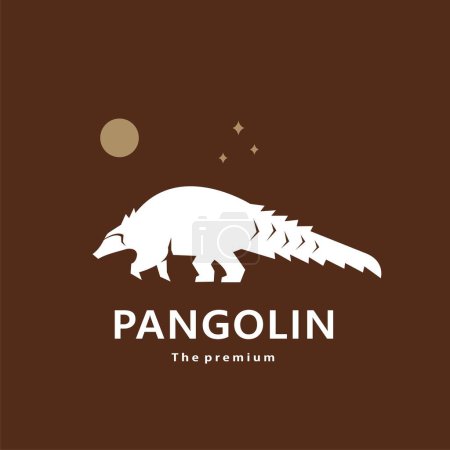 Téléchargez les illustrations : Animal pangolin logo naturel vecteur icône silhouette rétro hipster - en licence libre de droit
