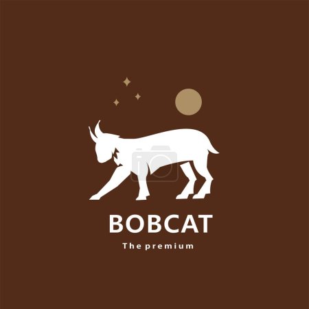 Téléchargez les illustrations : Animal bobcat logo naturel vecteur icône silhouette rétro hipster - en licence libre de droit