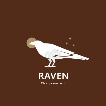 Téléchargez les illustrations : Animal corbeau logo naturel vecteur icône silhouette rétro hipster - en licence libre de droit