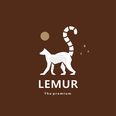 Téléchargez les illustrations : Animal lémur logo naturel vecteur icône silhouette rétro hipster - en licence libre de droit