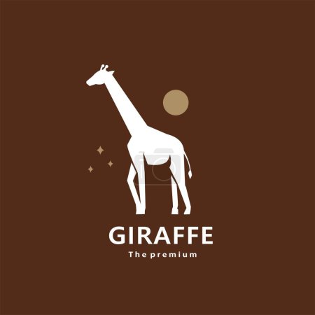 Téléchargez les illustrations : Animal girafe logo naturel vecteur icône silhouette rétro hipster - en licence libre de droit