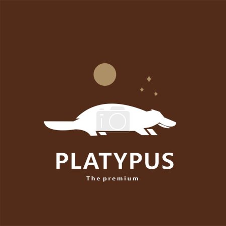 Téléchargez les illustrations : Animal platypus logo naturel vecteur icône silhouette rétro hipster - en licence libre de droit