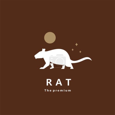 Illustration for Animal rat natural logo vector icon silhouette retro hipster - Royalty Free Image