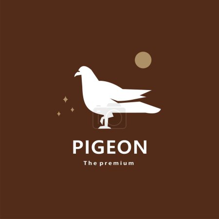 Téléchargez les illustrations : Animal pigeon logo naturel vecteur icône silhouette rétro hipster - en licence libre de droit