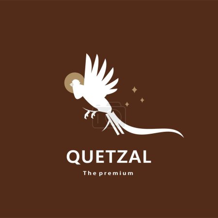 Téléchargez les illustrations : Animal quetzal logo naturel vecteur icône silhouette rétro hipster - en licence libre de droit