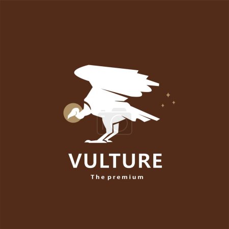 Téléchargez les illustrations : Animal vautour logo naturel vecteur icône silhouette rétro hipster - en licence libre de droit