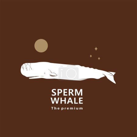 Ilustración de Esperma animal ballena logotipo natural icono del vector silueta retro hipster - Imagen libre de derechos