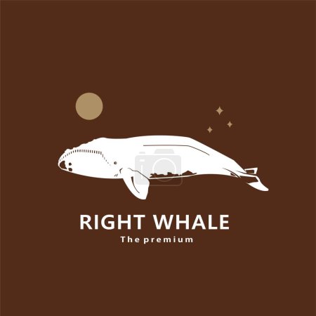 Ilustración de Animal ballena franca logotipo natural icono del vector silueta retro hipster - Imagen libre de derechos